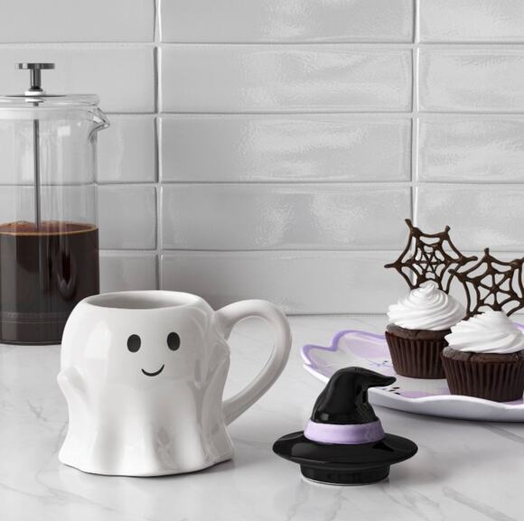 Hyde and Eek Other - NWT Ghost Figural Halloween Mug with Hat Lid 7.8 oz Hyde and Eek White